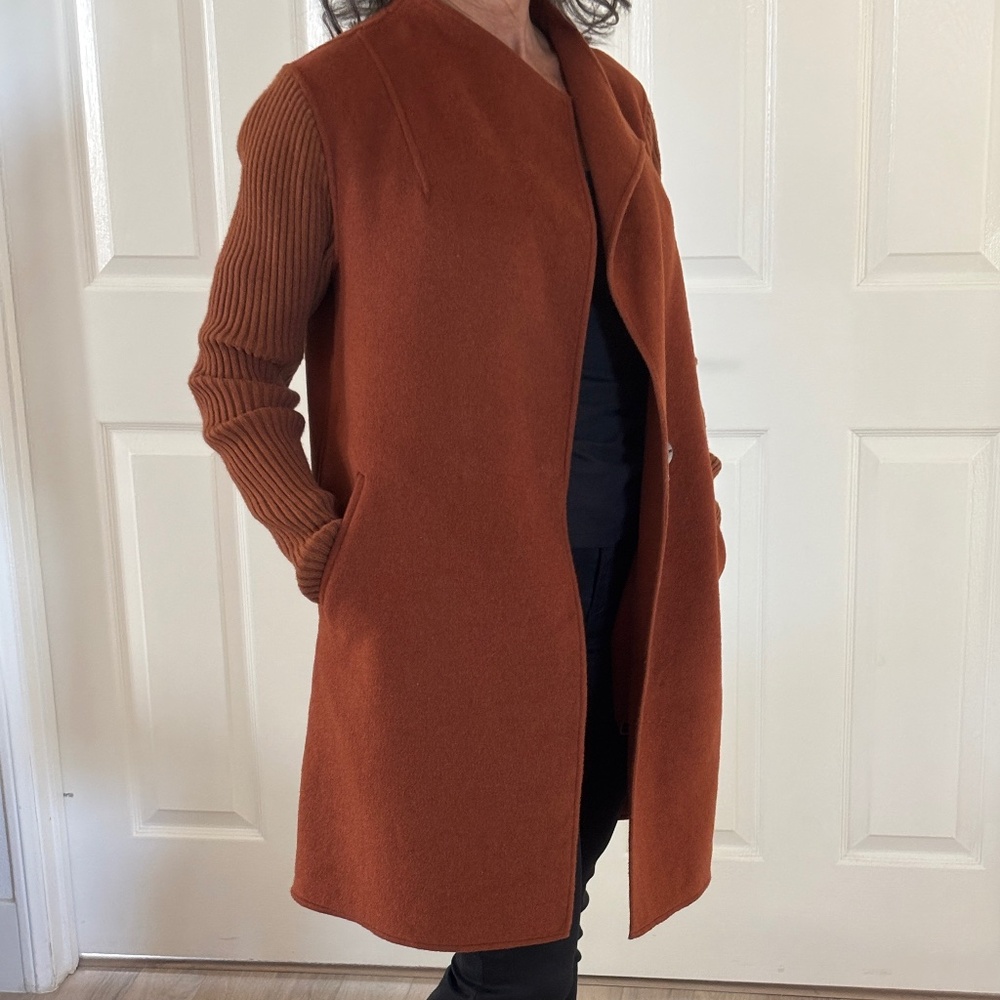 Kenneth Cole Wool Blend Coat - Burnt Orange / Chestnut Brown Size PXS - Picture 2 of 13